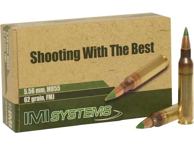 IMI M855 5.56x45mm NATO Ammo 62 Grain SS109 Penetrator FMJ
