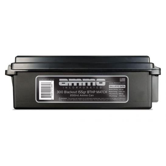 MATCH 300 BLACKOUT AMMO CAN -200 ROUND AMMO CAN-AMMO INC 155 GR BTHP